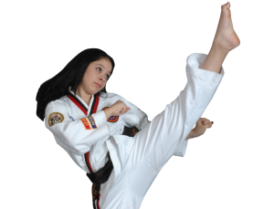 woman high kicking