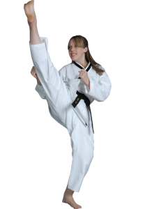 girl doing a high kick